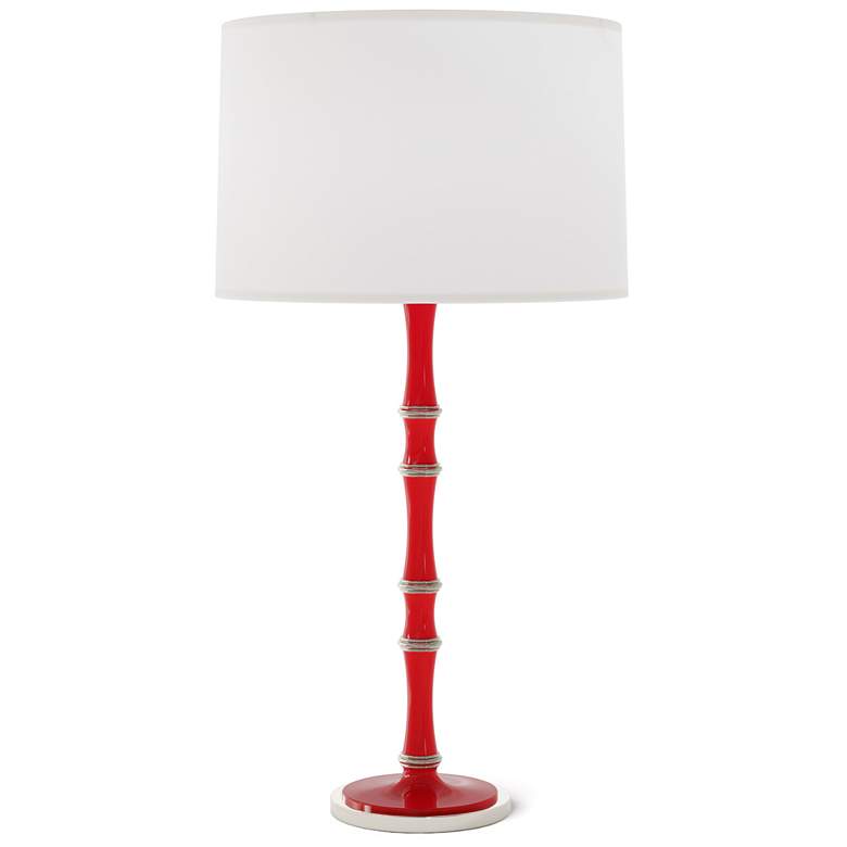 Image 1 Kane 31" High Ruby Red Polished Nickel Table Lamp w/ Ascot White Shade