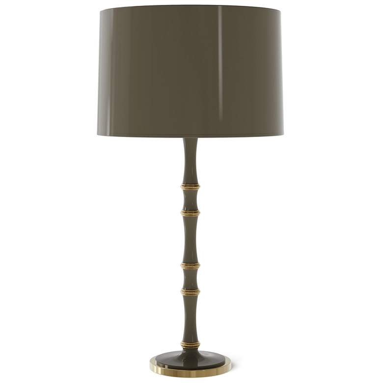 Image 1 Kane 31" High Smokey Taupe Modern Brass Finish Table Lamp w/ Celadon Shade