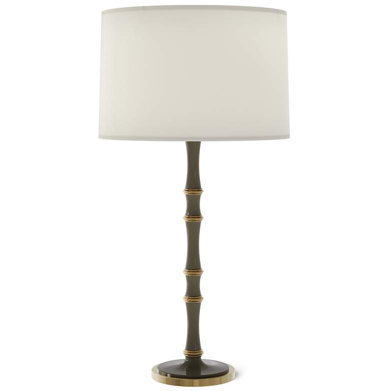 Image 1 Kane 31" High Smokey Taupe Modern Brass Finish Table Lamp w/ Fondine Shade