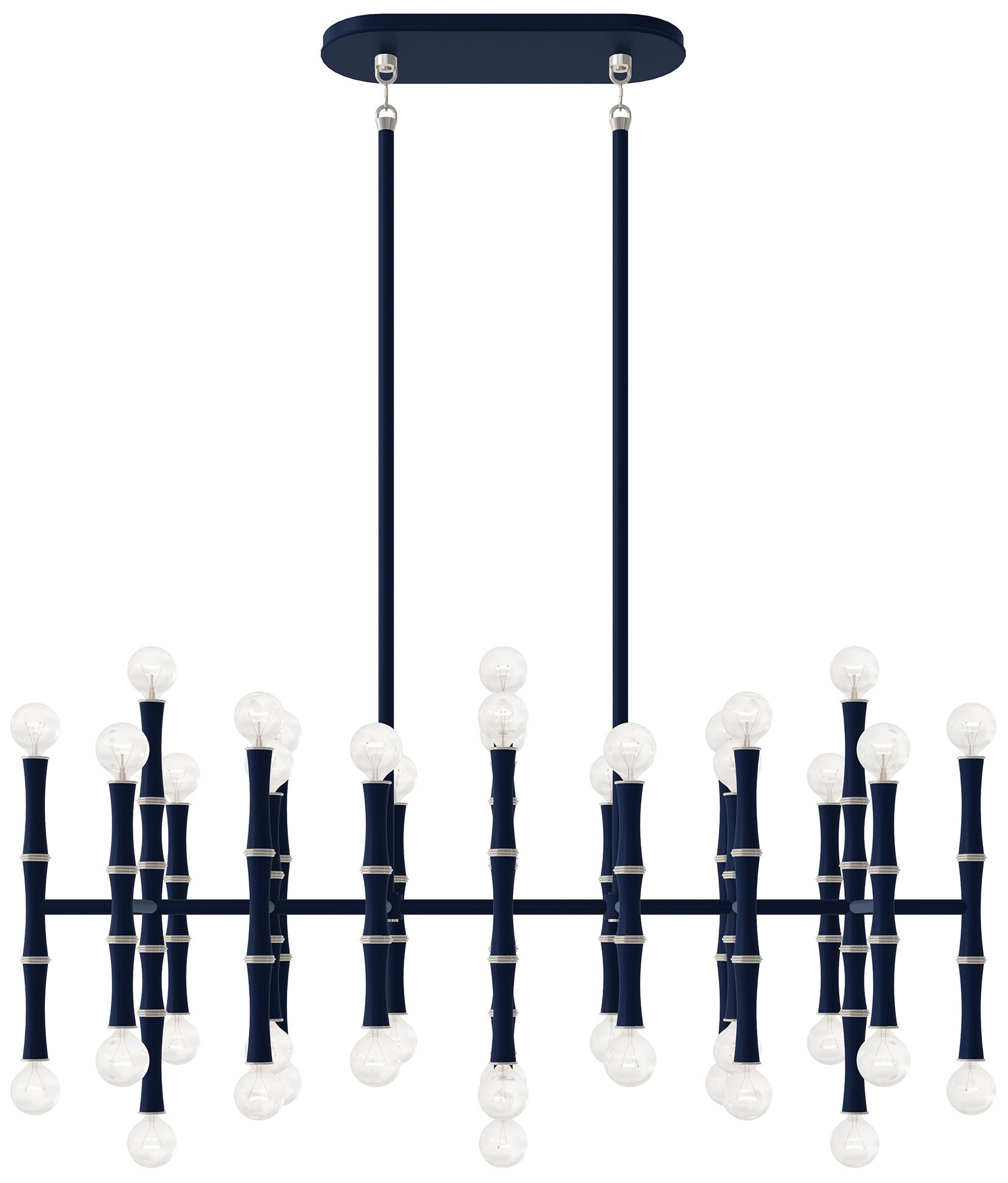 Kane 38.25"W Matte Midnight Blue Polished Nickel Chandelier Made to Order