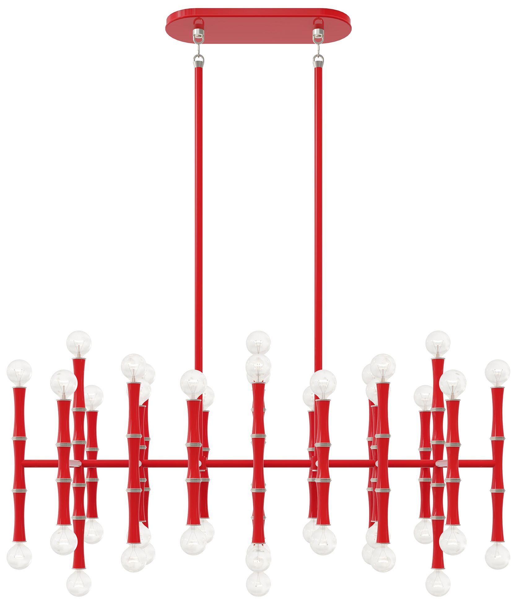 Kane 38.25"W Ruby Red Polished Nickel Accent Chandelier Made to Order