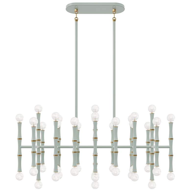 Image 1 Kane 38.25" Wide Celadon Finish Modern Brass Accent Chandelier