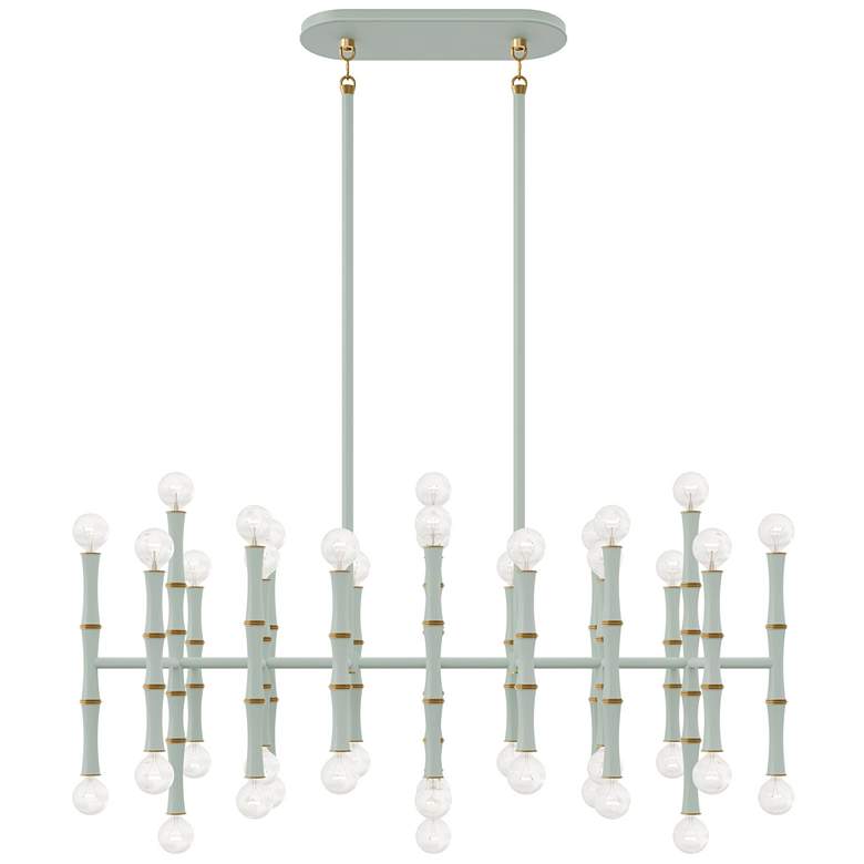 Image 1 Kane 38.25" Wide Matte Celadon Finish Modern Brass Accent Chandelier