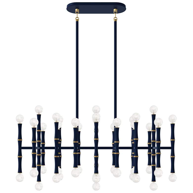 Image 1 Kane 38.25" Wide Matte Midnight Blue Finish Modern Brass Accent Chandelier