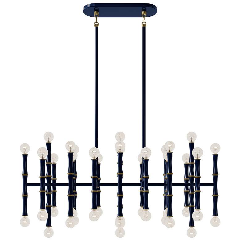 Image 1 Kane 38.25" Wide Midnight Blue And Modern Brass Accents Pendant