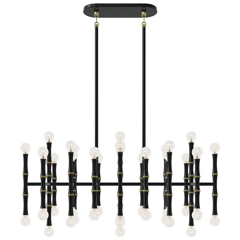 Image 1 Kane 38.25" Wide Obsidian And Modern Brass Pendant