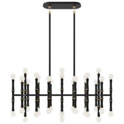 Kane 38.25" Wide Obsidian And Modern Brass Pendant