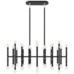 Kane 38.25" Wide Obsidian And Polished Nickel Pendant