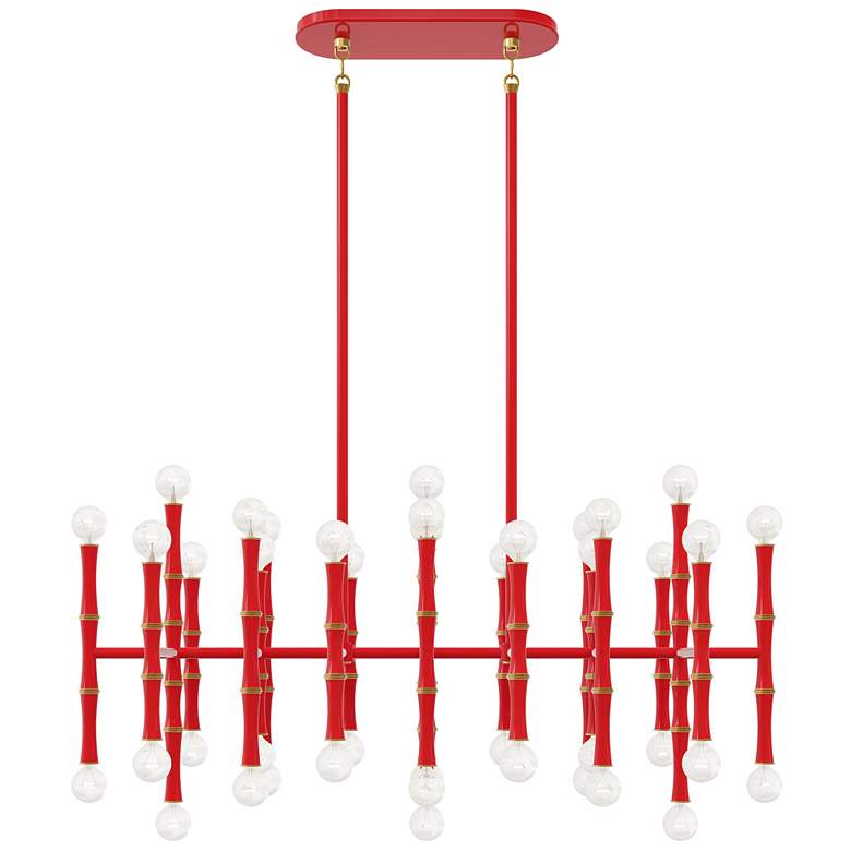 Image 1 Kane 38.25" Wide Ruby Red Finish Modern Brass Accent Chandelier