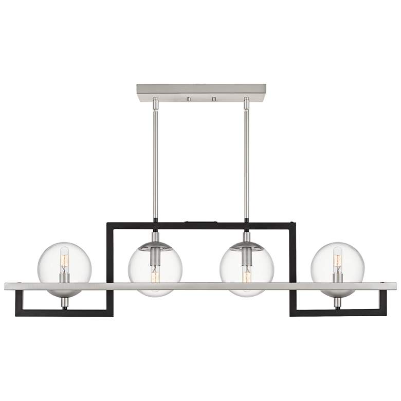 Kane 40&quot; Wide Black and Steel Kitchen Island Light Pendant