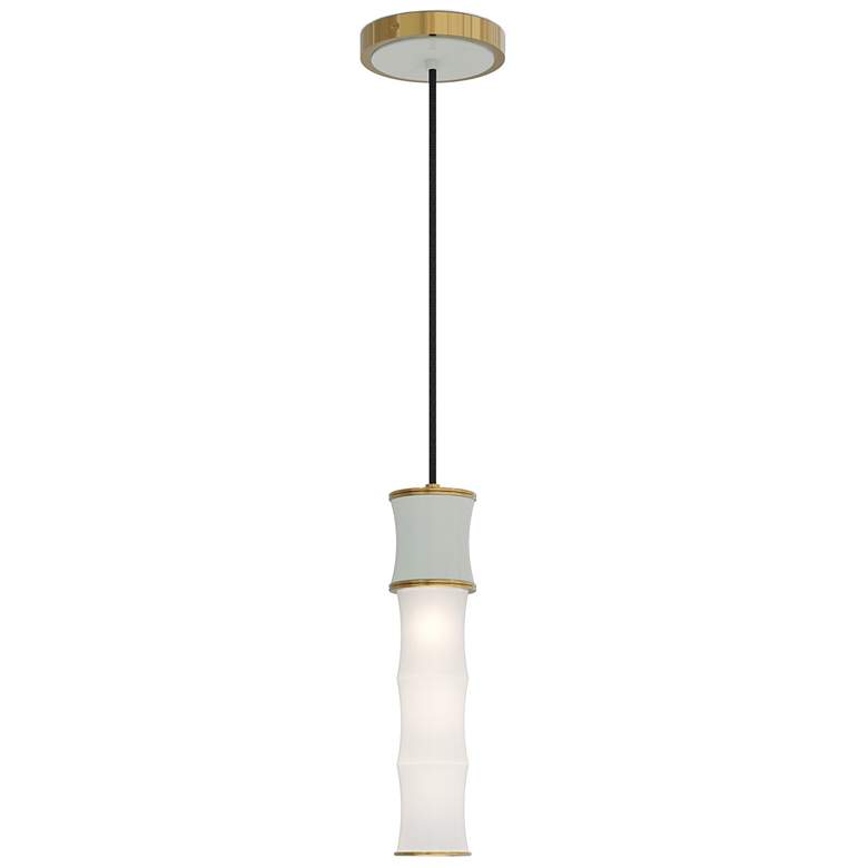 Image 1 Kane 5" Wide Celadon Finish Modern Brass Accent Pendant