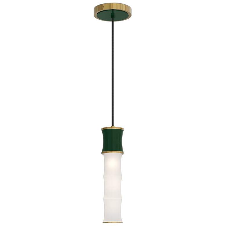 Image 1 Kane 5" Wide Jungle Finish Modern Brass Accent Pendant