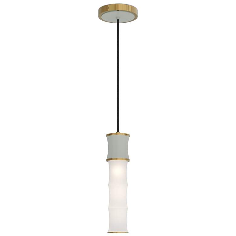 Image 1 Kane 5" Wide Matte Celadon Finish Modern Brass Accent Pendant