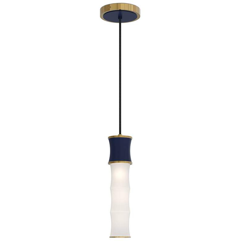 Image 1 Kane 5" Wide Matte Midnight Blue Finish Modern Brass Accent Pendant