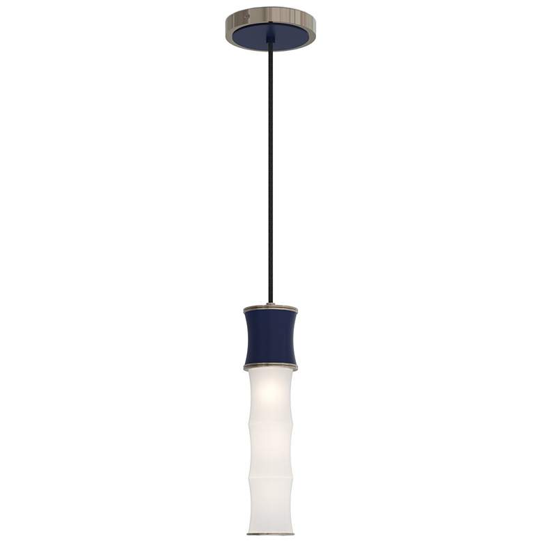 Image 1 Kane 5" Wide Matte Midnight Blue Finish Polished Nickel Accent Pendant