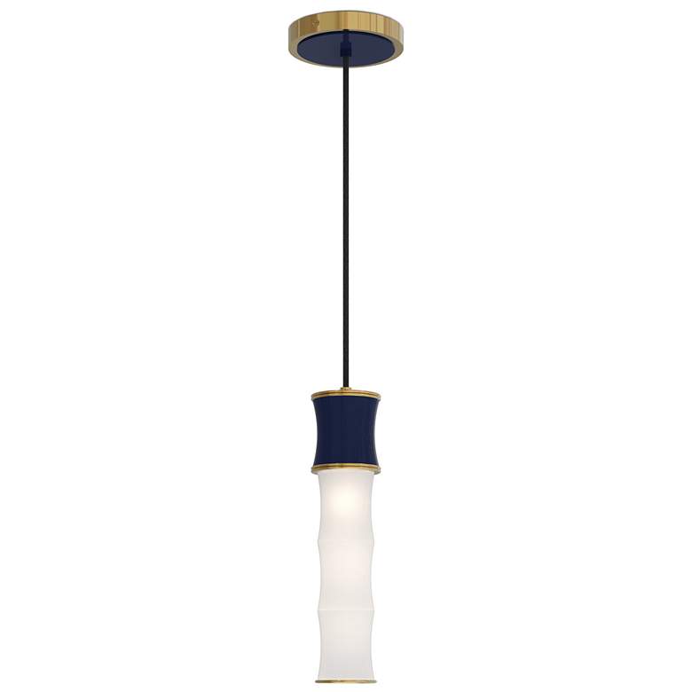 Image 1 Kane 5" Wide Midnight Blue Finish Modern Brass Accent Pendant