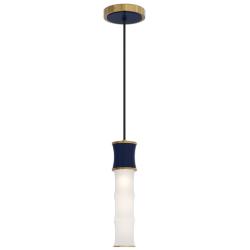 Kane 5" Wide Midnight Blue Finish Modern Brass Accent Pendant
