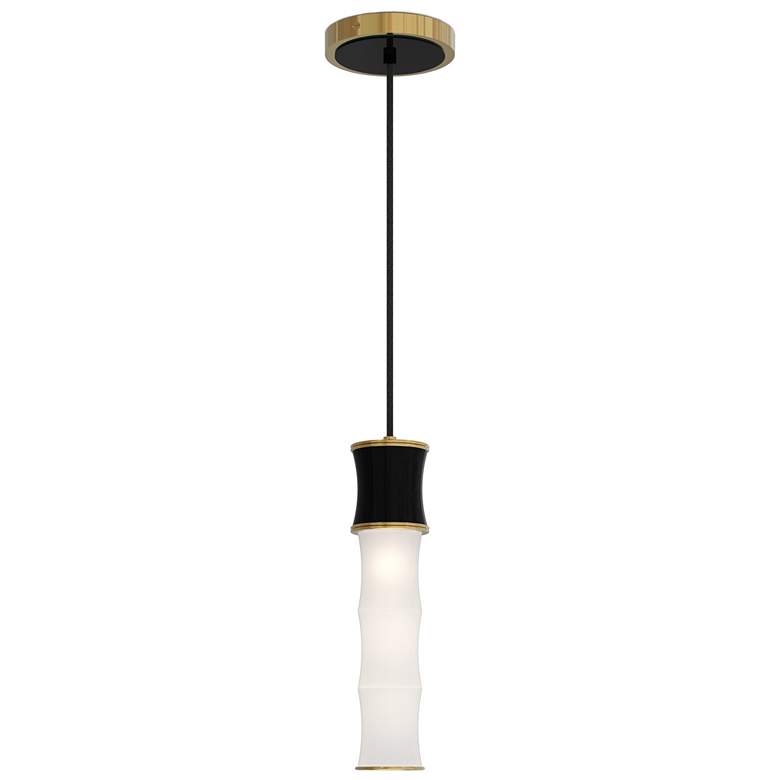 Image 1 Kane 5" Wide Obsidian Finish Modern Brass Accent Pendant