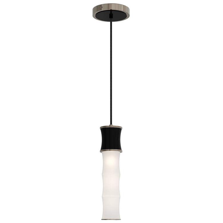 Image 1 Kane 5" Wide Obsidian Finish Polished Nickel Accent Pendant