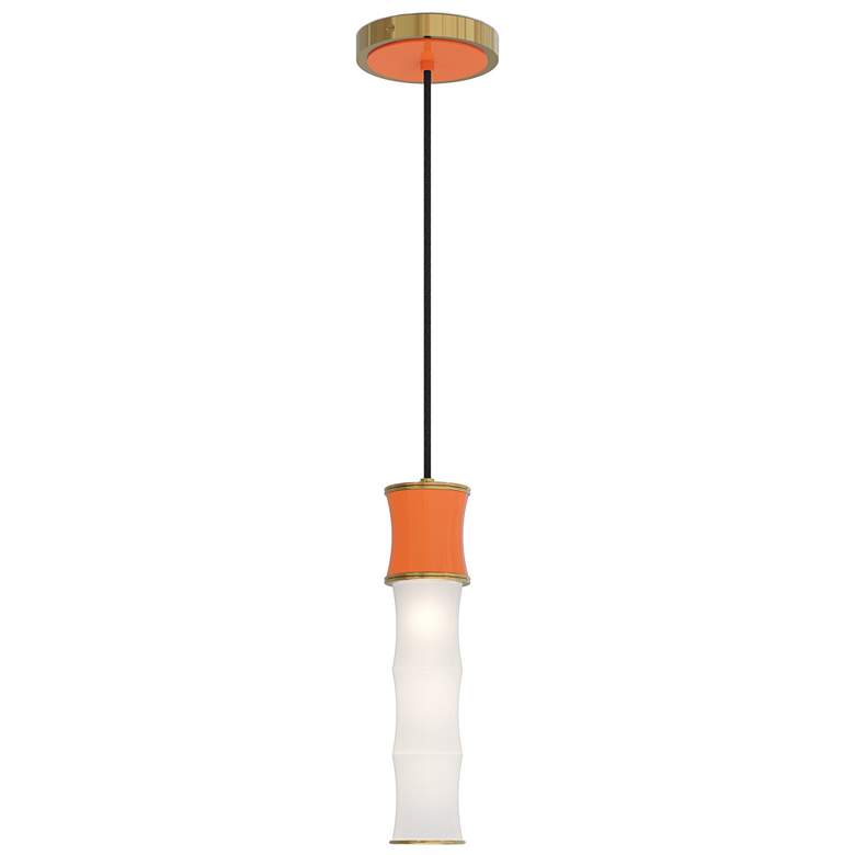 Image 1 Kane 5" Wide Pumpkin Finish Modern Brass Accent Pendant
