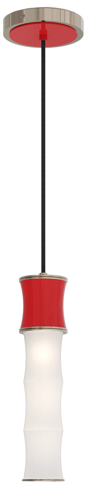 Kane 5" Wide Ruby Red Finish Polished Nickel Accent Pendant - Made to Order