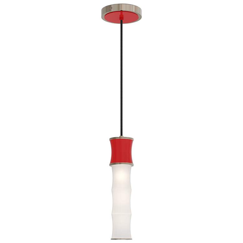Image 1 Kane 5" Wide Ruby Red Finish Polished Nickel Accent Pendant