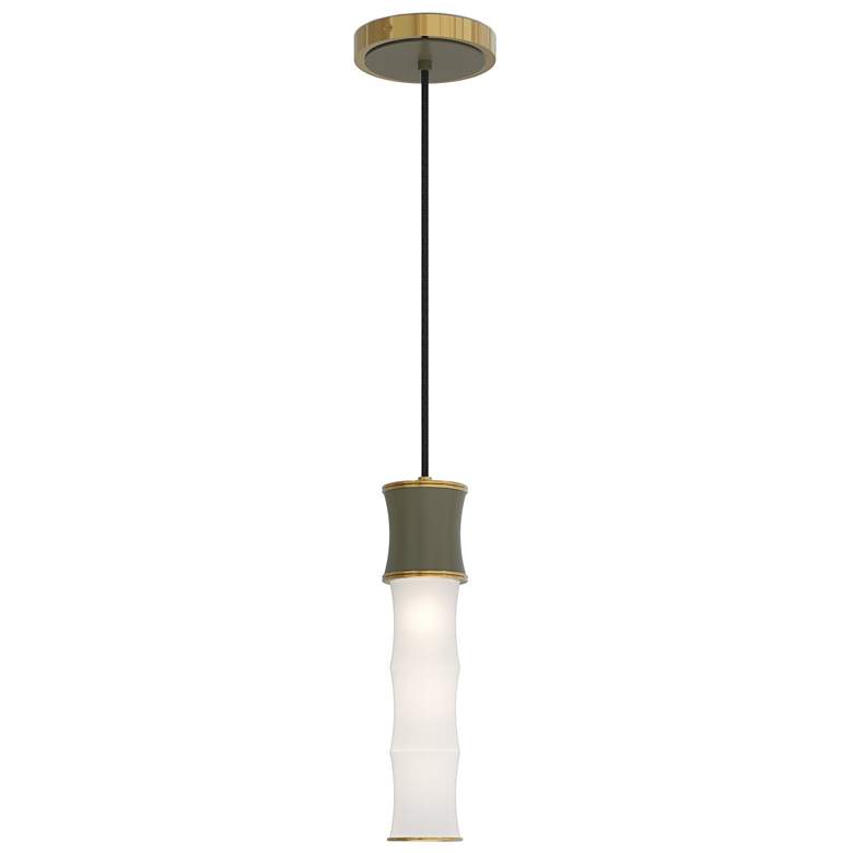 Image 1 Kane 5" Wide Smokey Taupe Finish Modern Brass Accent Pendant