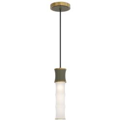 Kane 5" Wide Smokey Taupe Finish Modern Brass Accent Pendant