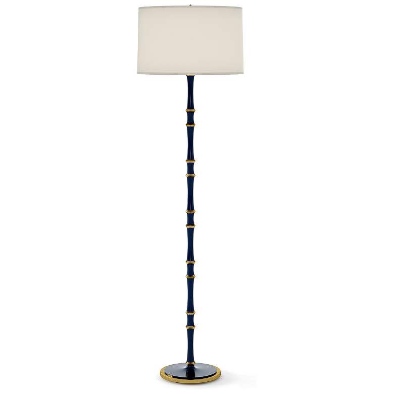 Image 1 Kane 64.5"H Blue And Blue And Modern Brass Floor Lamp w/ Fondine Shade
