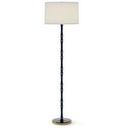 Kane 64.5"H Blue And Blue And Modern Brass Floor Lamp w/ Fondine Shade
