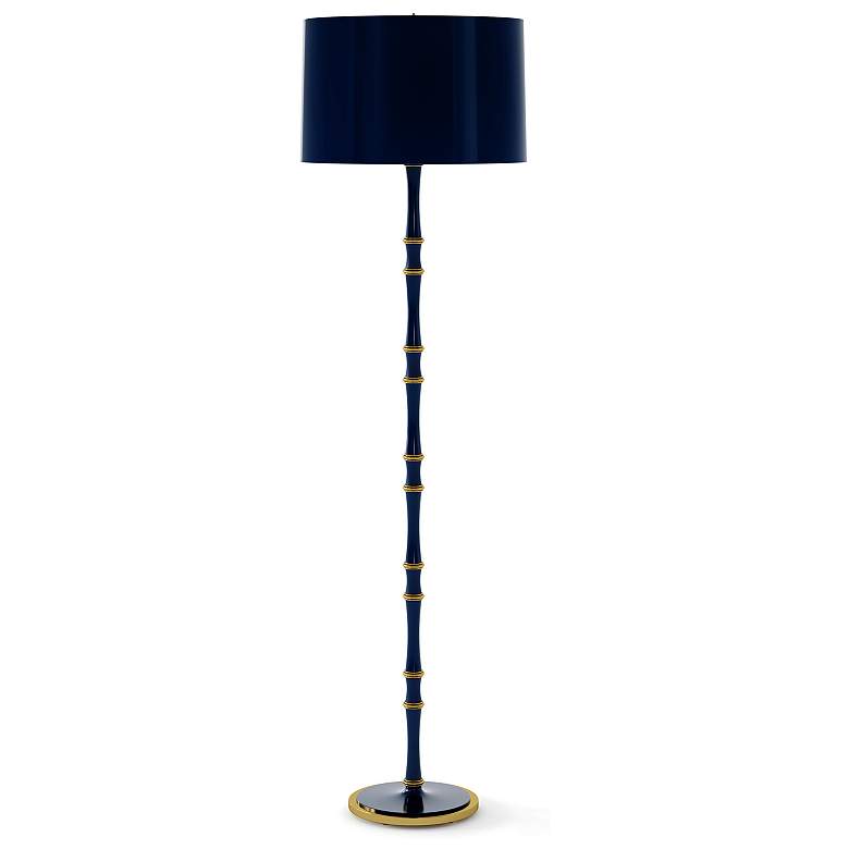 Image 1 Kane 64.5"H Blue And Blue And Modern Brass Floor Lamp w/ Midnight Shade