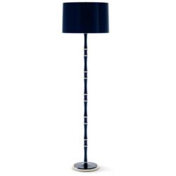 Kane 64.5"H Blue And Blue And Nickel Floor Lamp w/ Midnight Blue Shade