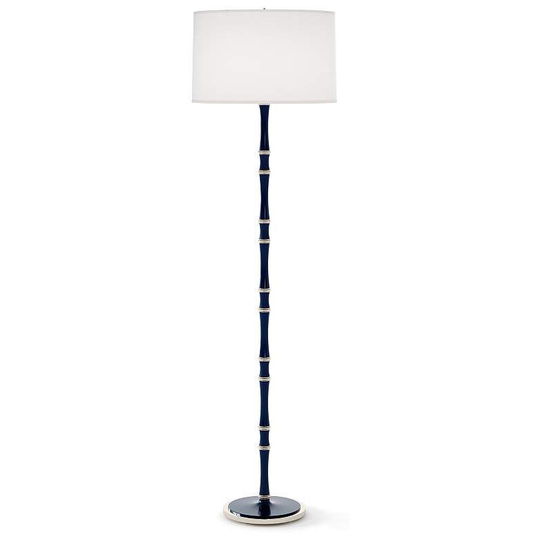 Image 1 Kane 64.5"H Blue And Polished Nickel Floor Lamp With Ascot White Shade