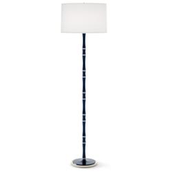 Kane 64.5"H Blue And Polished Nickel Floor Lamp With Ascot White Shade