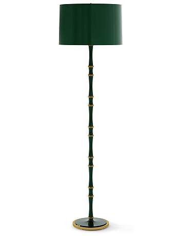 Kane 64.5"H Jungle And Modern Brass Floor Lamp w/ Jungle Painted Shade