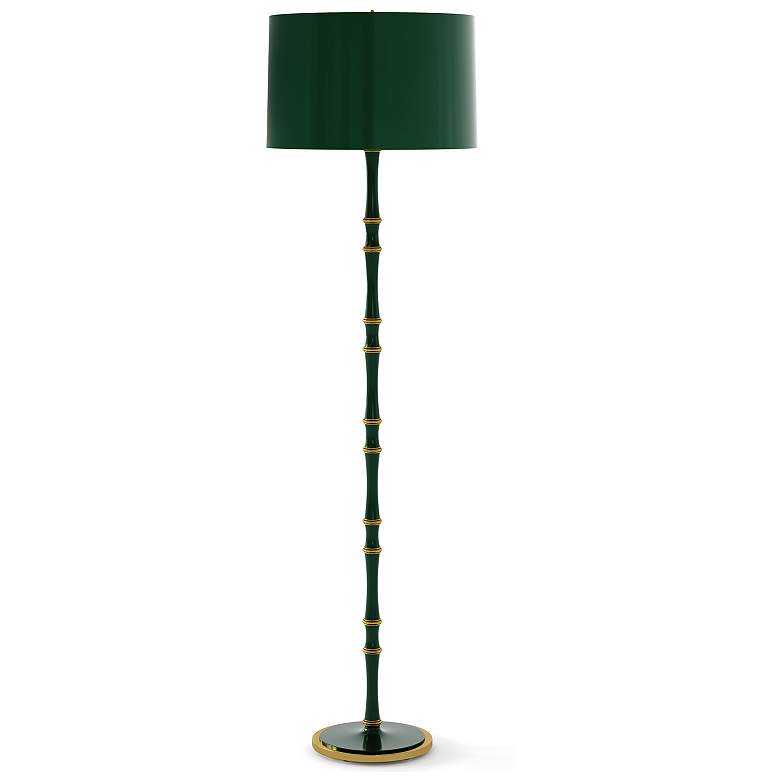 Image 1 Kane 64.5"H Jungle And Modern Brass Floor Lamp w/ Jungle Painted Shade