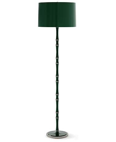 Kane 64.5"H Jungle And Nickel Floor Lamp w/ Jungle Painted Shade