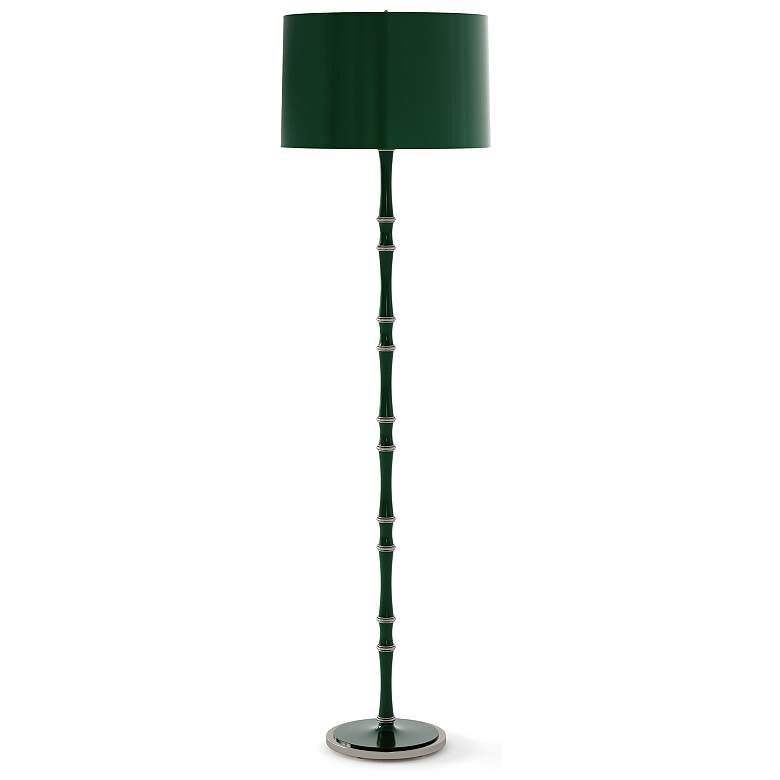 Image 1 Kane 64.5"H Jungle And Nickel Floor Lamp w/ Jungle Painted Shade