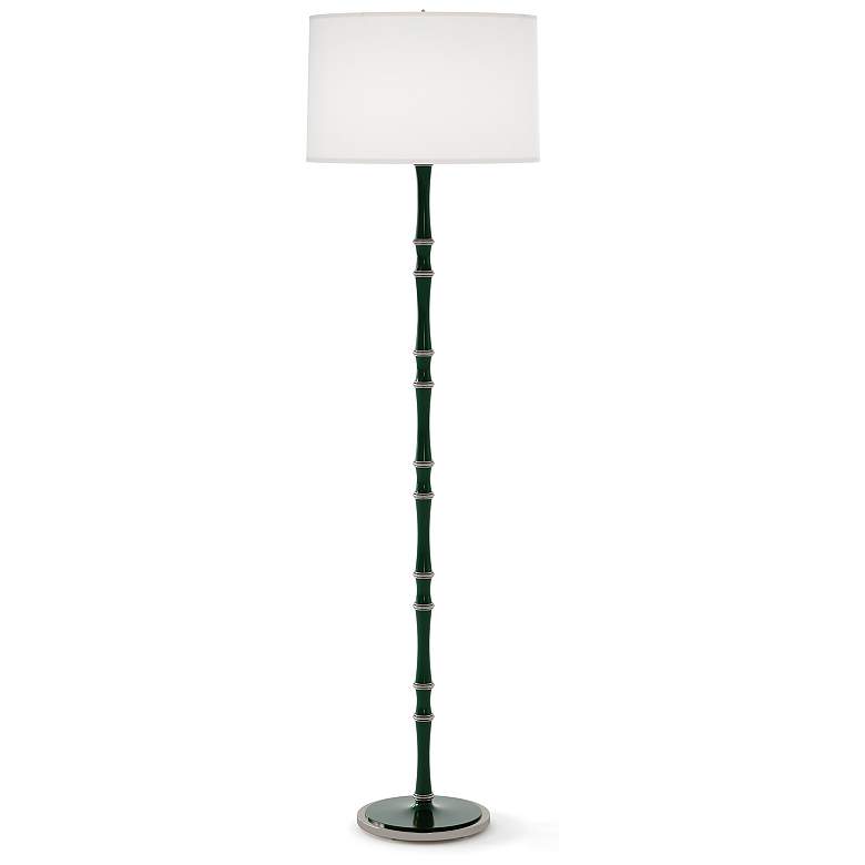 Image 1 Kane 64.5"H Jungle And Polished Nickel Floor Lamp w/ Ascot White Shade