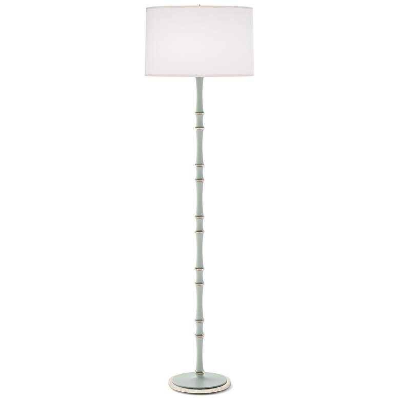 Image 1 Kane 64.5"H Matte Celadon Polished Nickel Floor Lamp w/ Ascot White Shade