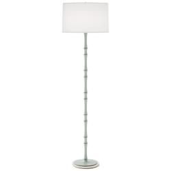 Kane 64.5"H Matte Celadon Polished Nickel Floor Lamp w/ Ascot White Shade
