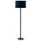 Kane 64.5"H Matte Midnight Blue Modern Brass Floor Lamp w/ Celadon Shade