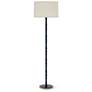 1_Kane 64.5"H Matte Midnight Blue Modern Brass Floor Lamp w/ Fondine Shade