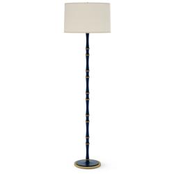 Kane 64.5"H Matte Midnight Blue Modern Brass Floor Lamp w/ Fondine Shade