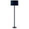 Kane 64.5"H Matte Midnight Blue Polished Nickel Floor Lamp w/ Celadon Shade