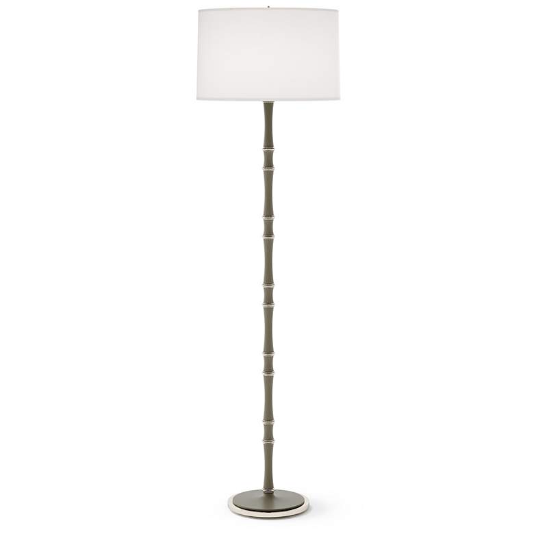 Image 1 Kane 64.5"H Matte Smokey Polished Nickel Floor Lamp w/ Ascot White Shade