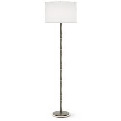 Kane 64.5"H Matte Smokey Polished Nickel Floor Lamp w/ Ascot White Shade