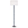 1_Kane 64.5"H Midnight Blue Polished Nickel Floor Lamp w/ Ascot White Shade