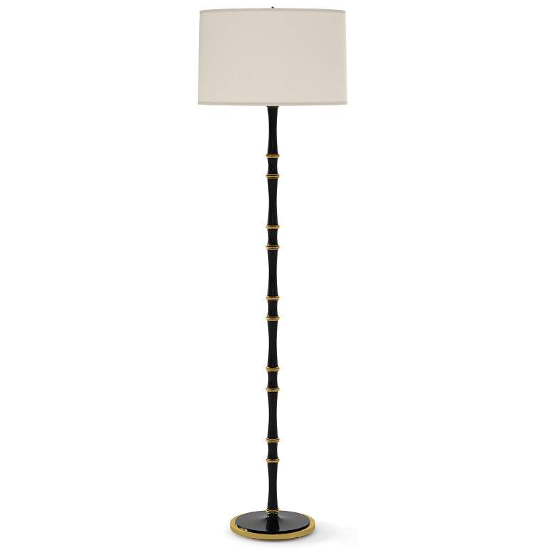 Image 1 Kane 64.5"H Obsidian And Modern Brass Floor Lamp With Fondine Shade