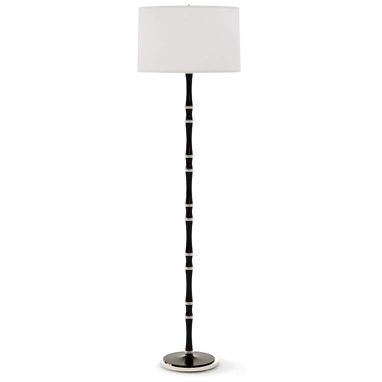 Image 1 Kane 64.5"H Obsidian And Nickel Floor Lamp w/ Ascot White Shade